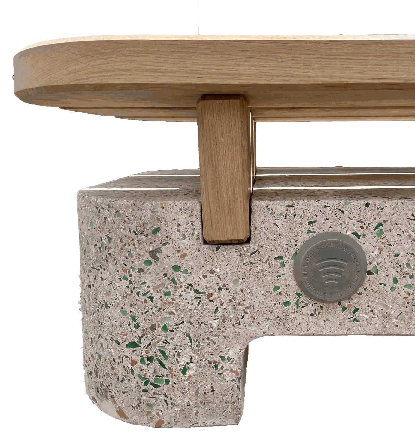 Banc terrazzo recyclé bois réemploi - Fragment